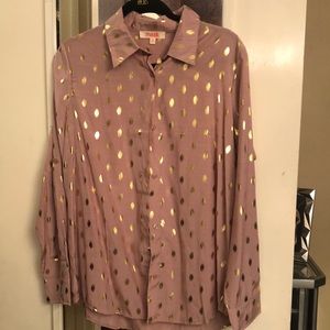 Mauve blouse with gold design never worn no tag size med